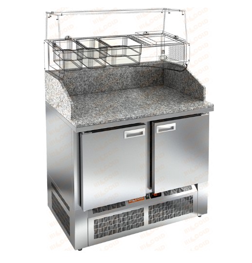 Стол охлаждаемый для пиццы HICOLD PZE3-11/GN, гранит, нижн, 2 двери (-2...+10°С)